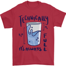 Technically the Glass is Always Full Science Geek Mens T-Shirt 100% Cotton Red