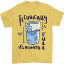 Technically the Glass is Always Full Science Geek Mens T-Shirt 100% Cotton Yellow