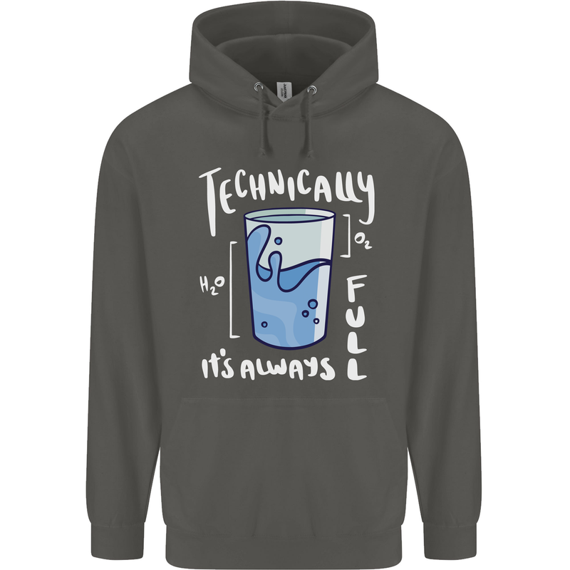 Technically the Glass is Always Full Science Nerd Childrens Kids Hoodie Storm Grey