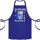 Technically the Glass is Always Full Science Nerd Cotton Apron 100% Organic Royal Blue