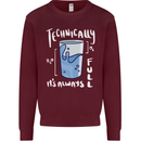 Technically the Glass is Always Full Science Nerd Kids Sweatshirt Jumper Maroon