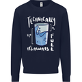 Technically the Glass is Always Full Science Nerd Kids Sweatshirt Jumper Navy Blue
