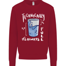 Technically the Glass is Always Full Science Nerd Kids Sweatshirt Jumper Red