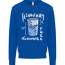 Technically the Glass is Always Full Science Nerd Kids Sweatshirt Jumper Royal Blue