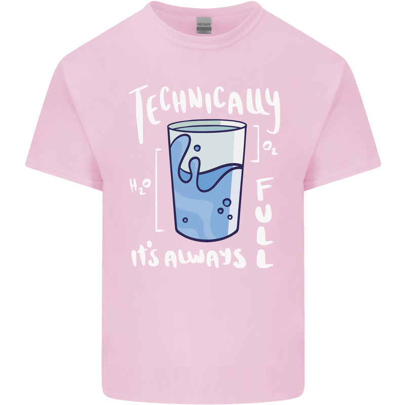 Technically the Glass is Always Full Science Nerd Kids T-Shirt Childrens Light Pink