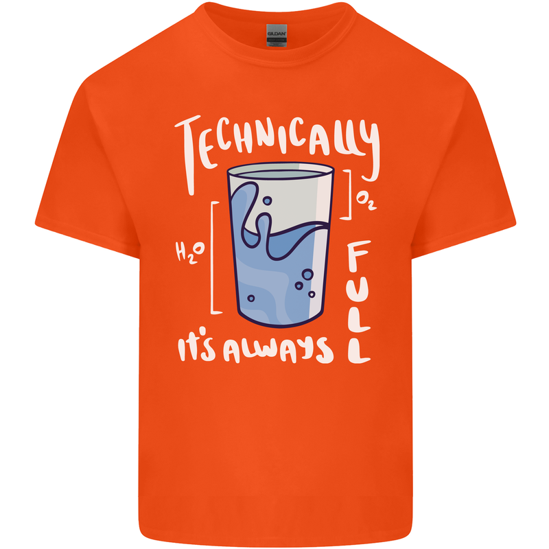 Technically the Glass is Always Full Science Nerd Kids T-Shirt Childrens Orange