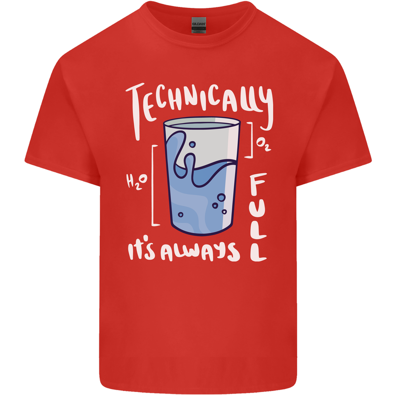 Technically the Glass is Always Full Science Nerd Kids T-Shirt Childrens Red