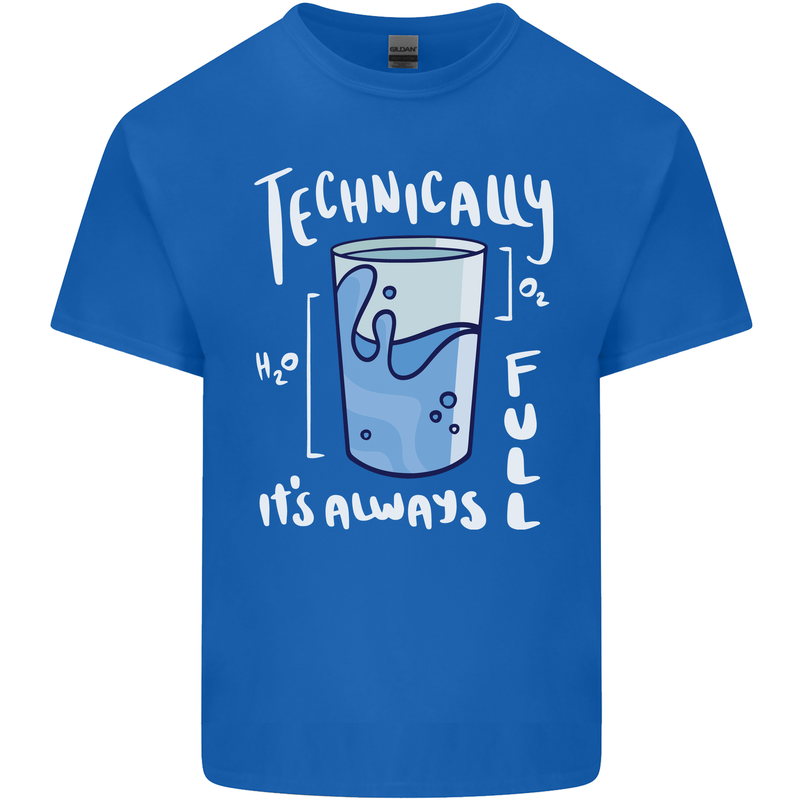 Technically the Glass is Always Full Science Nerd Kids T-Shirt Childrens Royal Blue