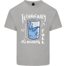 Technically the Glass is Always Full Science Nerd Kids T-Shirt Childrens Sports Grey