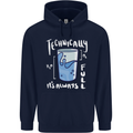 Technically the Glass is Always Full Science Nerd Mens 80% Cotton Hoodie Navy Blue