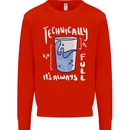 Technically the Glass is Always Full Science Nerd Mens Sweatshirt Jumper Bright Red