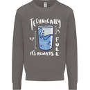 Technically the Glass is Always Full Science Nerd Mens Sweatshirt Jumper Charcoal