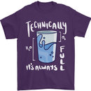 Technically the Glass is Always Full Science Nerd Mens T-Shirt 100% Cotton Purple