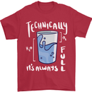 Technically the Glass is Always Full Science Nerd Mens T-Shirt 100% Cotton Red