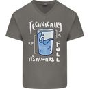 Technically the Glass is Always Full Science Nerd Mens V-Neck Cotton T-Shirt Charcoal
