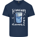 Technically the Glass is Always Full Science Nerd Mens V-Neck Cotton T-Shirt Navy Blue