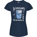 Technically the Glass is Always Full Science Nerd Womens Petite Cut T-Shirt Navy Blue
