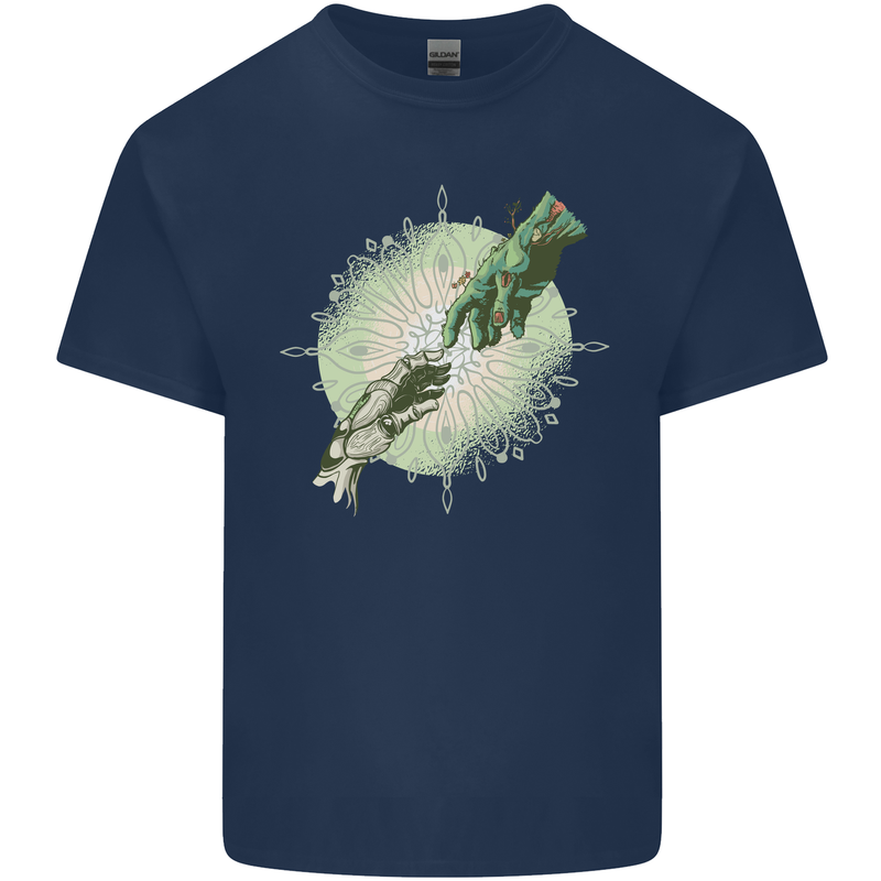 Technology Creation of Adam Parody Teck IT Kids T-Shirt Childrens Navy Blue
