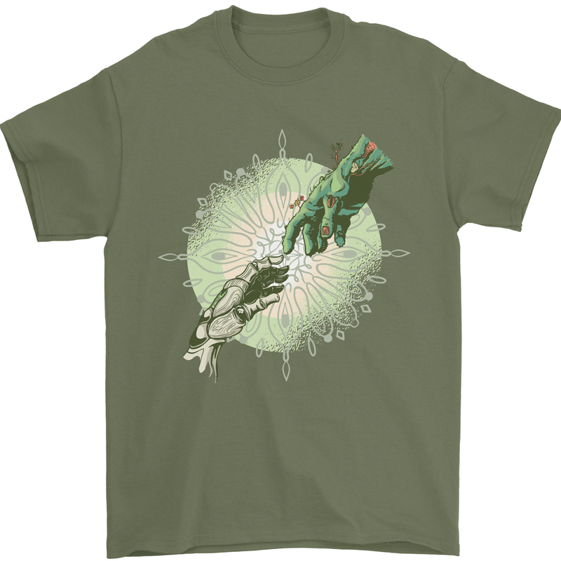 Technology Creation of Adam Parody Teck IT Mens T-Shirt 100% Cotton Military Green