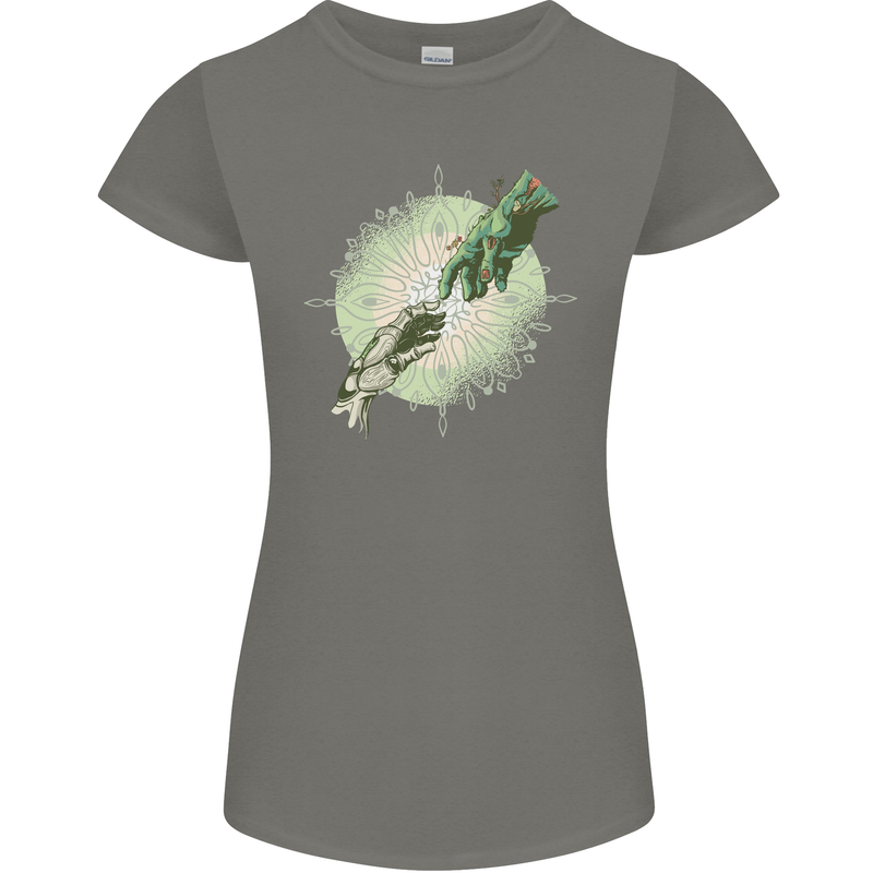 Technology Creation of Adam Parody Teck IT Womens Petite Cut T-Shirt Charcoal