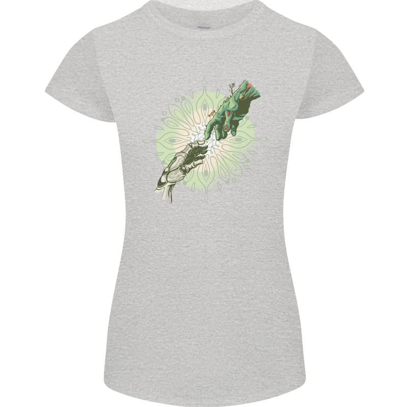 Technology Creation of Adam Parody Teck IT Womens Petite Cut T-Shirt Sports Grey