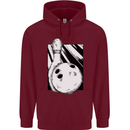 Ten Pin Bowling Ball and Pin Mens 80% Cotton Hoodie Maroon