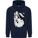Ten Pin Bowling Ball and Pin Mens 80% Cotton Hoodie Navy Blue