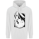 Ten Pin Bowling Ball and Pin Mens 80% Cotton Hoodie White