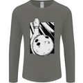 Ten Pin Bowling Ball and Pin Mens Long Sleeve T-Shirt Charcoal