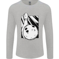 Ten Pin Bowling Ball and Pin Mens Long Sleeve T-Shirt Sports Grey