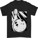 Ten Pin Bowling Ball and Pin Mens T-Shirt 100% Cotton Black
