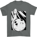 Ten Pin Bowling Ball and Pin Mens T-Shirt 100% Cotton Charcoal