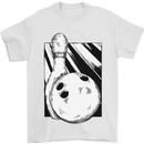 Ten Pin Bowling Ball and Pin Mens T-Shirt 100% Cotton White