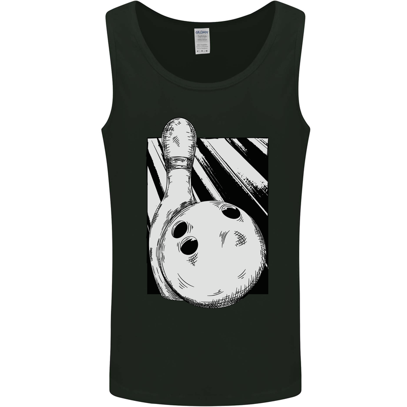 Ten Pin Bowling Ball and Pin Mens Vest Tank Top Black