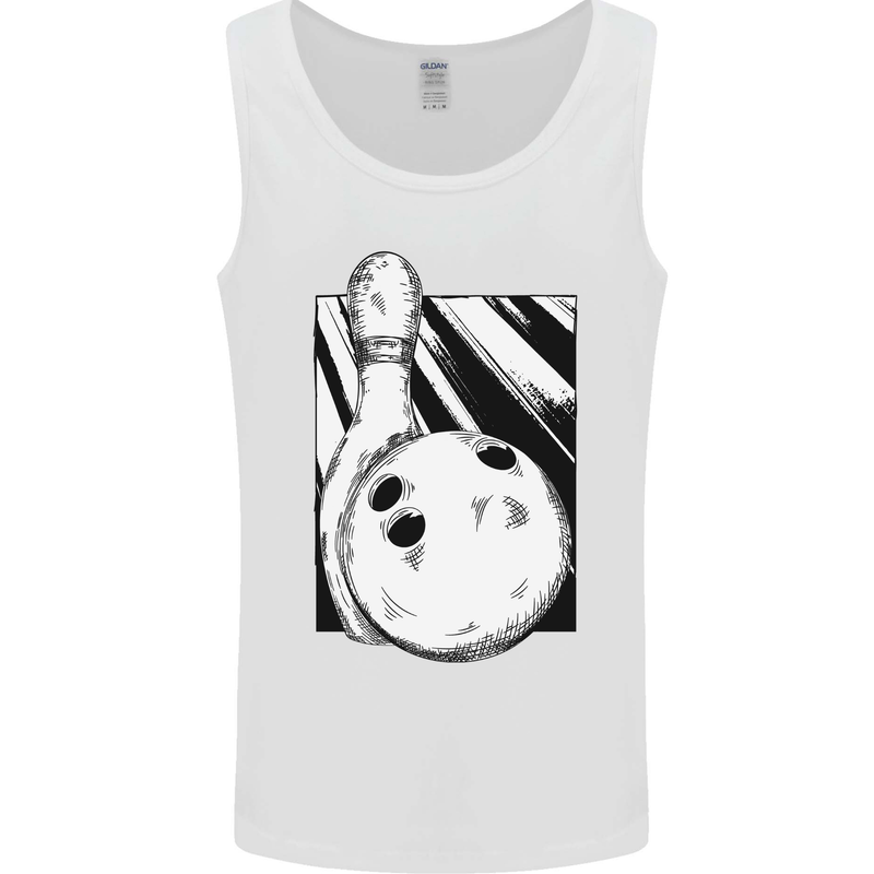 Ten Pin Bowling Ball and Pin Mens Vest Tank Top White
