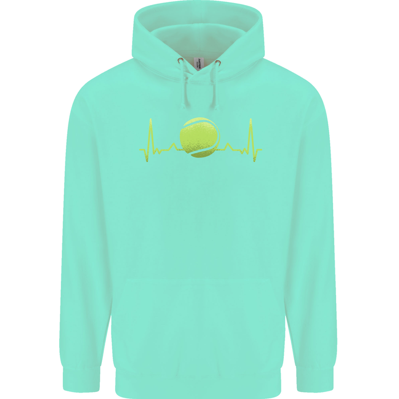 Tennis Player ECG Pulse Childrens Kids Hoodie Peppermint