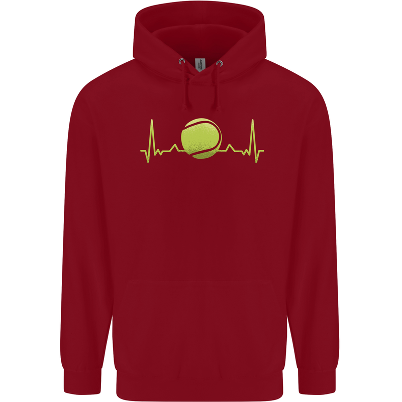 Tennis Player ECG Pulse Childrens Kids Hoodie Red