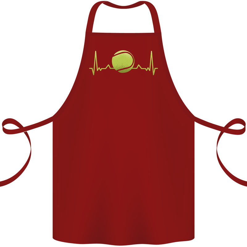 Tennis Player ECG Pulse Cotton Apron 100% Organic Maroon