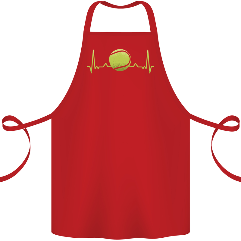 Tennis Player ECG Pulse Cotton Apron 100% Organic Red
