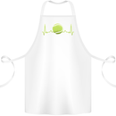 Tennis Player ECG Pulse Cotton Apron 100% Organic White