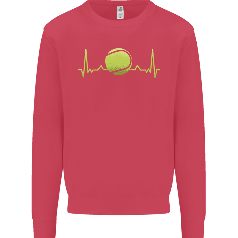 Tennis Player ECG Pulse Kids Sweatshirt Jumper Heliconia