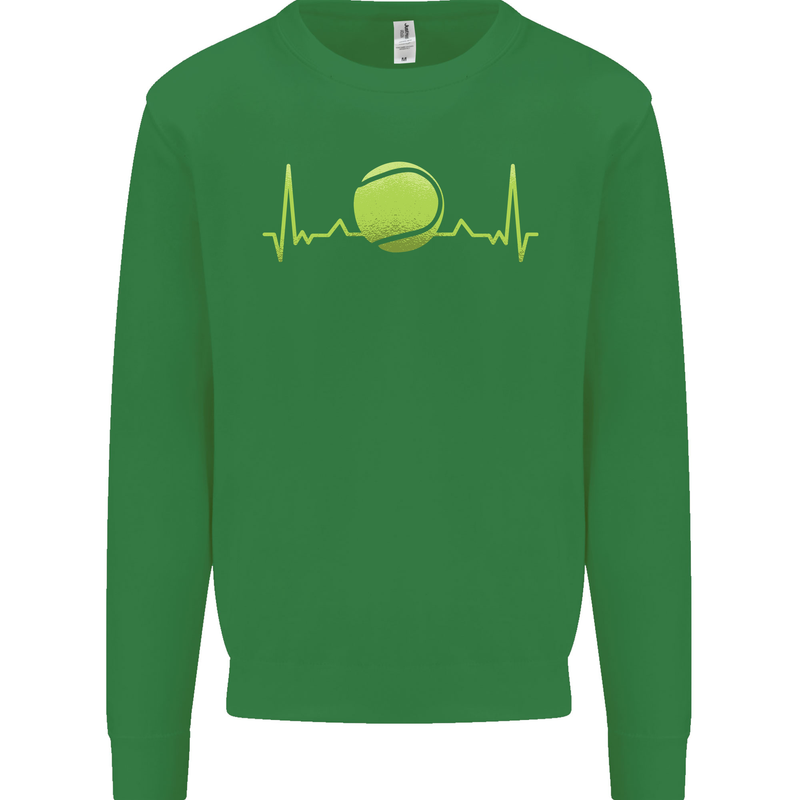 Tennis Player ECG Pulse Kids Sweatshirt Jumper Irish Green