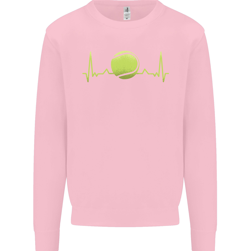 Tennis Player ECG Pulse Kids Sweatshirt Jumper Light Pink