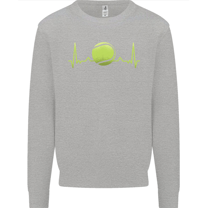 Tennis Player ECG Pulse Kids Sweatshirt Jumper Sports Grey