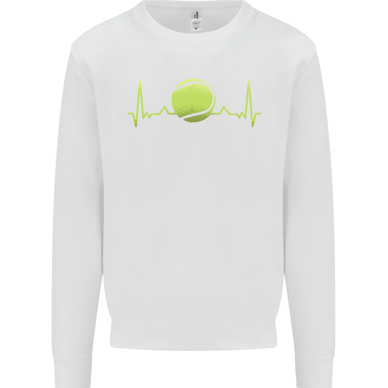 Tennis Player ECG Pulse Kids Sweatshirt Jumper White