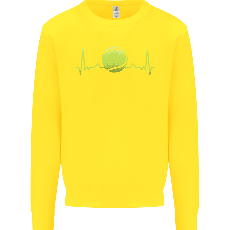 Tennis Player ECG Pulse Kids Sweatshirt Jumper Yellow