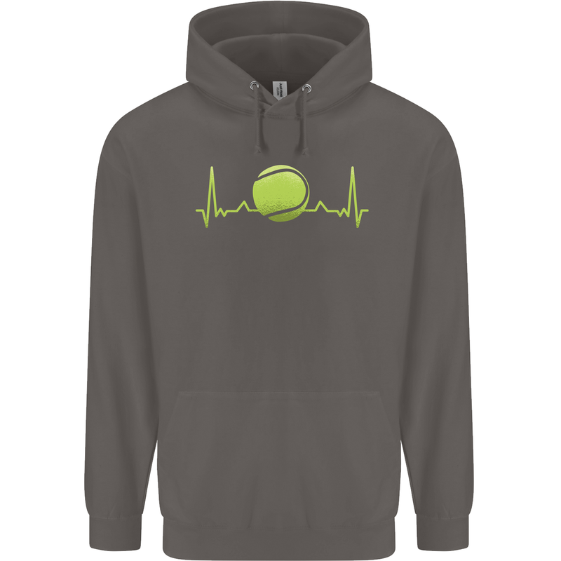 Tennis Player ECG Pulse Mens 80% Cotton Hoodie Charcoal