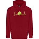 Tennis Player ECG Pulse Mens 80% Cotton Hoodie Red