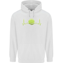 Tennis Player ECG Pulse Mens 80% Cotton Hoodie White