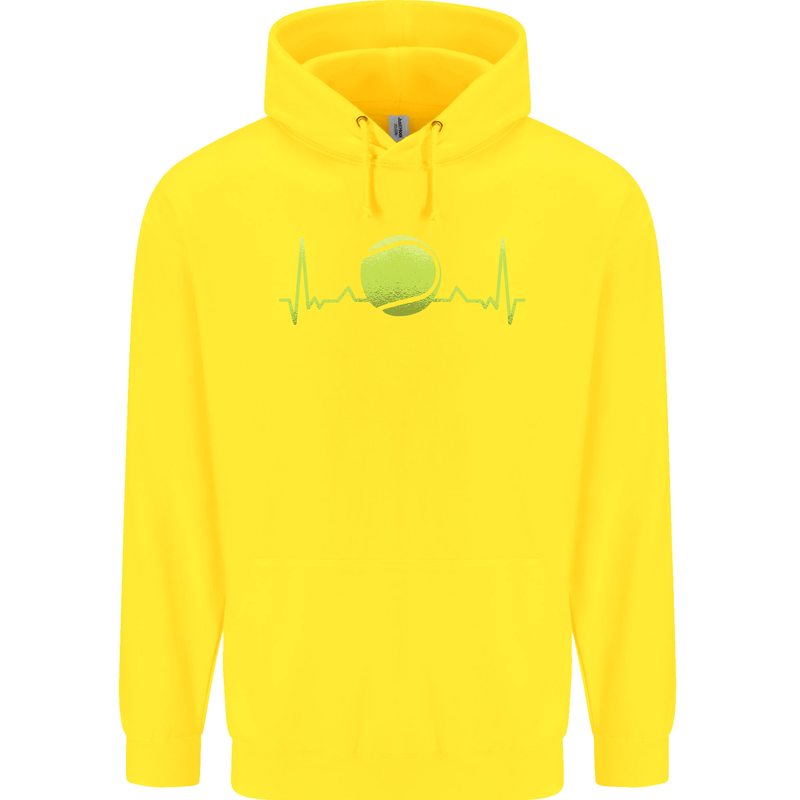 Tennis Player ECG Pulse Mens 80% Cotton Hoodie Yellow